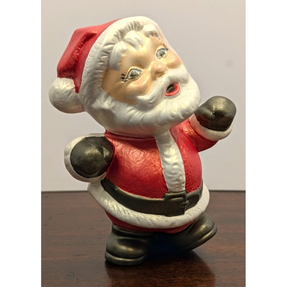 Vintage Handmade Ceramic Santa Claus Figurine 6.5" Hand Painted Christmas Decor